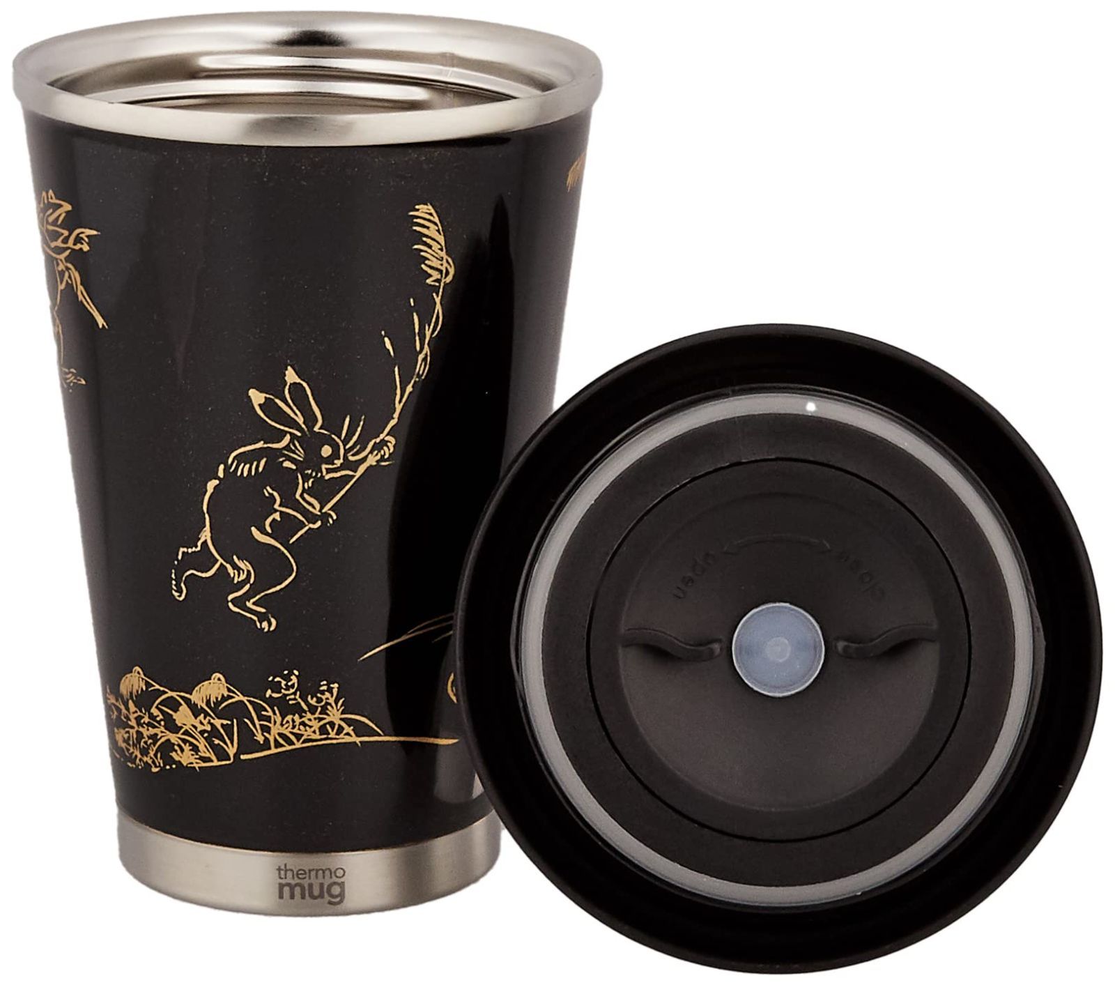 数量 1個 1個 UM-MB MINI TUMBLER MOBILE 漆 URUSHI 300ml 鳥獣戯画 黒 フタ付きステンレスタンブラー サーモマグ MUG THERMO