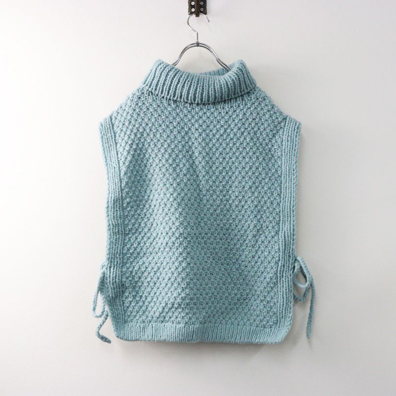 2025 AW ネストローブ nest Robe ペルーニットポップコーンケーブルベスト F サックス ジレ ハイネック ノースリーブ