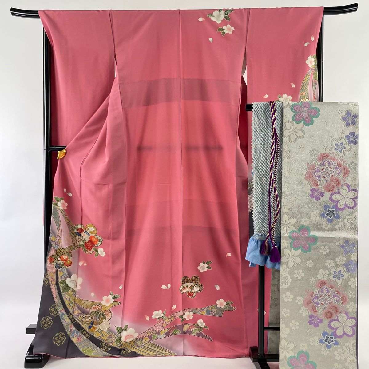 振袖 身丈171cm 裄丈68cm L 正絹 美品 秀品-