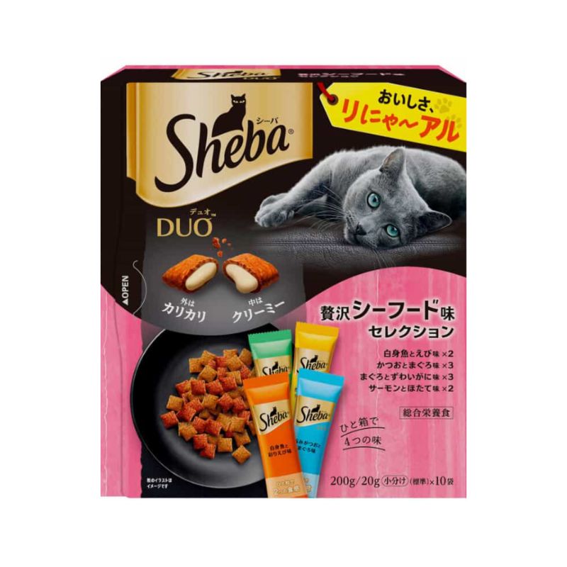 シーバ デュオ 贅沢シーフード味セレクション 200g 12箱セット 鶏ささみ バラエティ 小分け パック 新鮮 総合栄養食 成猫 キジトラ 茶トラ 白猫 黒猫 サバトラ 三毛猫