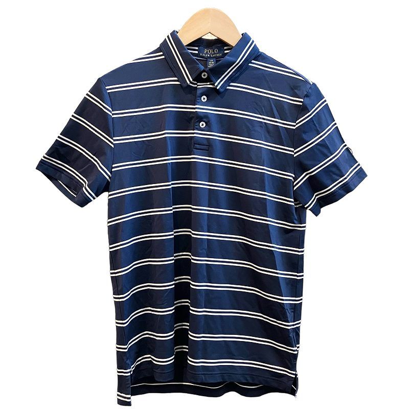 ポロ ラルフローレン POLO RALPH LAUREN タグ付き ゴルフ ポロシャツ ボーダー カットソー トップス 半袖 Lサイズ 青 ブルー