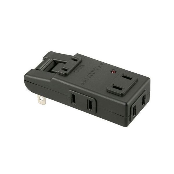 オーム電機 雷ガード付 マイクロタップ プラグ収納式 4個口 ブラック 00-6959 HS-AKS4PBT-KX5