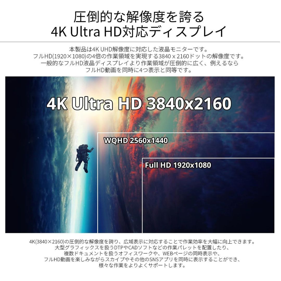 JapanNext JN-V27UHD-IPS-D 27インチ 液晶モニター ディスプレイ 4K