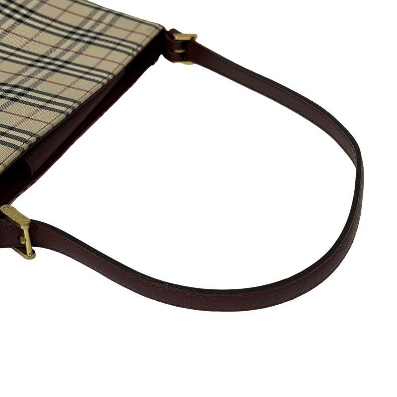 美品】バーバリー BURBERRY ショルダーバッグ ノバチェック ボルドー