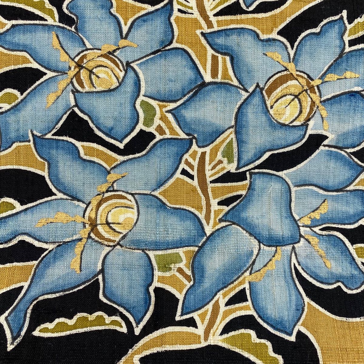 袋帯 秀品 関西仕立て 紬地 草花 金彩 薄茶色 お太鼓柄 正絹