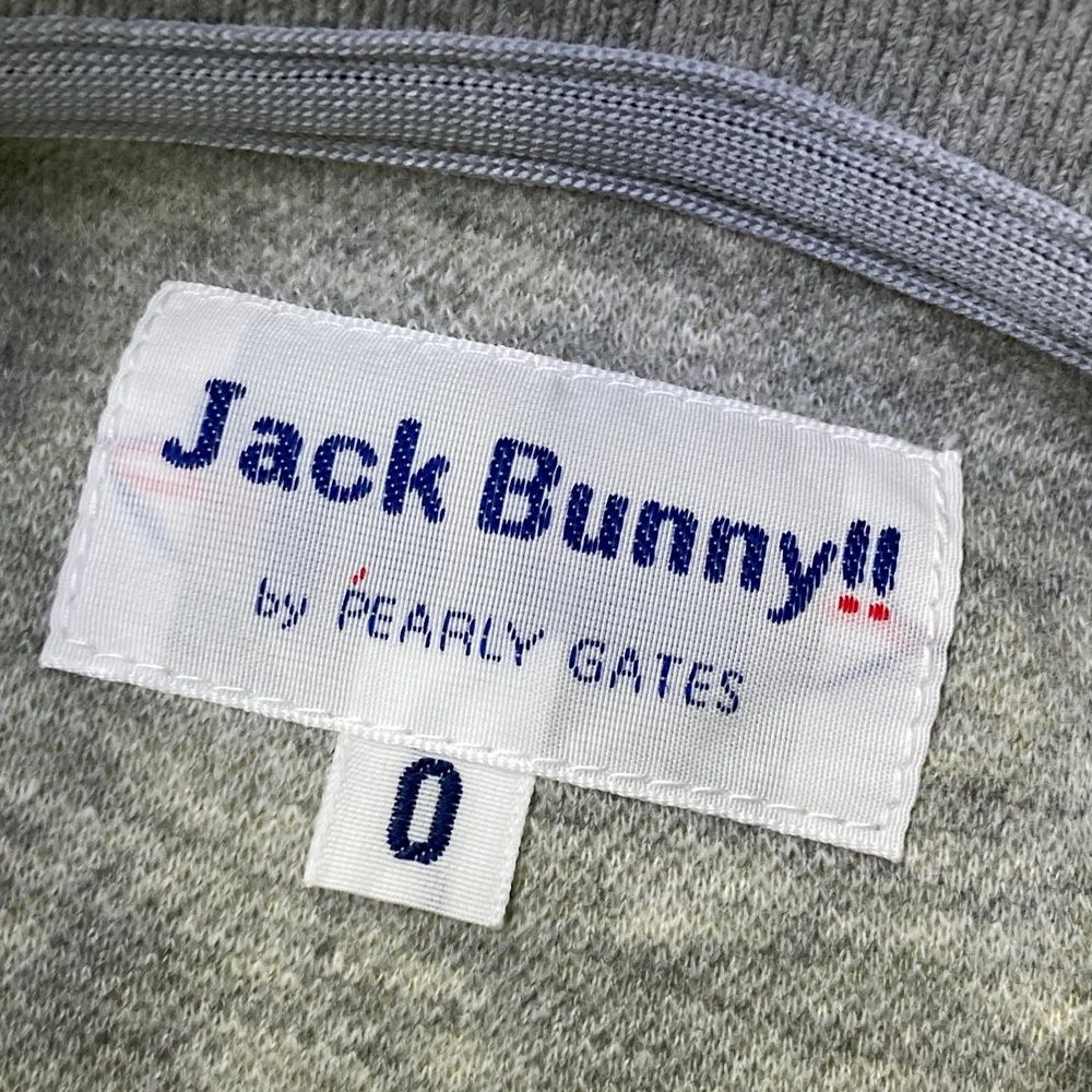 ジャックバニー 長袖ポロシャツ グレー ロゴネイビー 織生地 レディース 2(L) ゴルフウェア Jack Bunny ジャックバニー BUNNY 長袖ポロシャツ 本当に Bunny!! Bunny!!（ジャックバニー