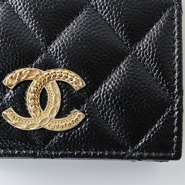 ✨美品！✨CHANEL シャネル キャビアスキン 二つ折りコンパクトウォレット CHANEL シャネル コンパクト ウォレット キャビアスキン