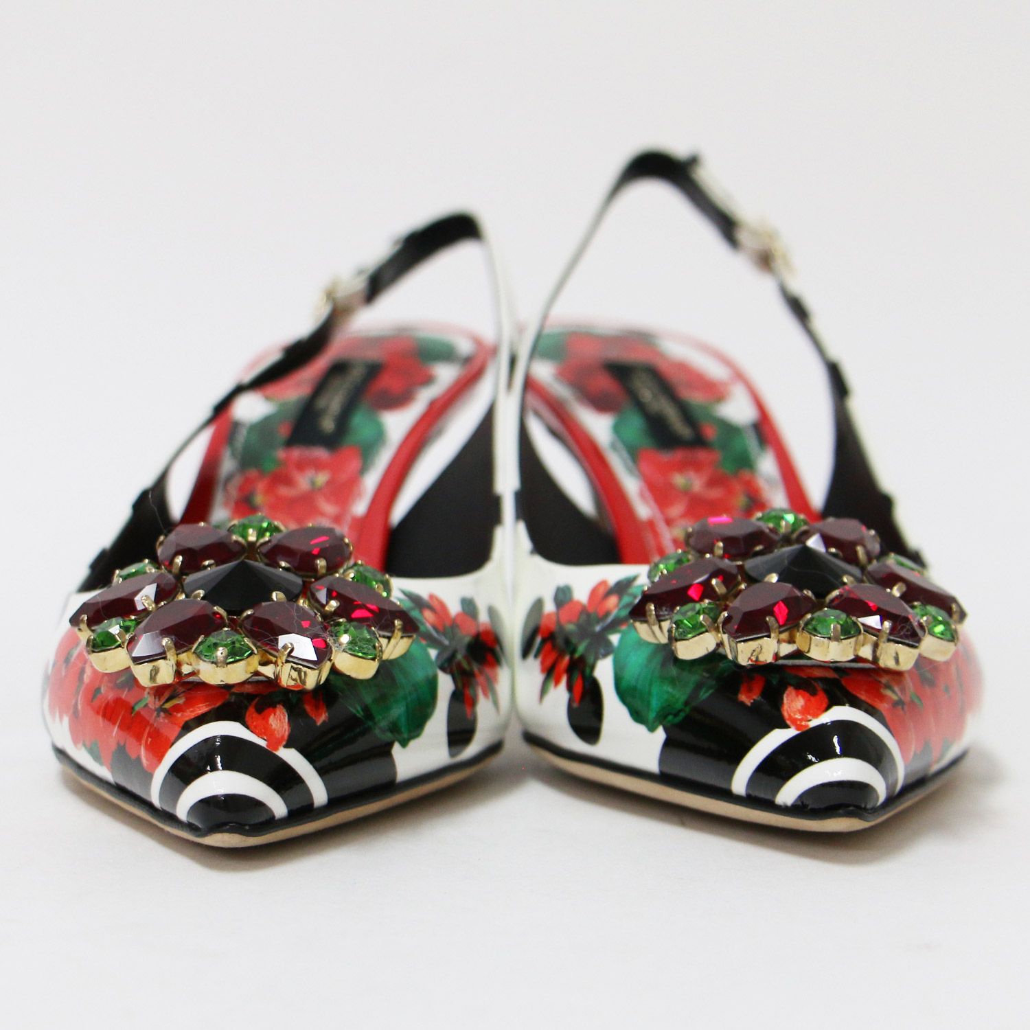 ドルチェ&ガッバーナ フローラル レザー ヒール サンダル 38 ドルチェ&ガッバーナ フローラル レザー ヒール サンダル 38