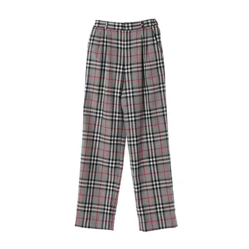 BURBERRY バーバリー WOMEN ー M ウール 100 % ノヴァ チェック スラックス パンツ