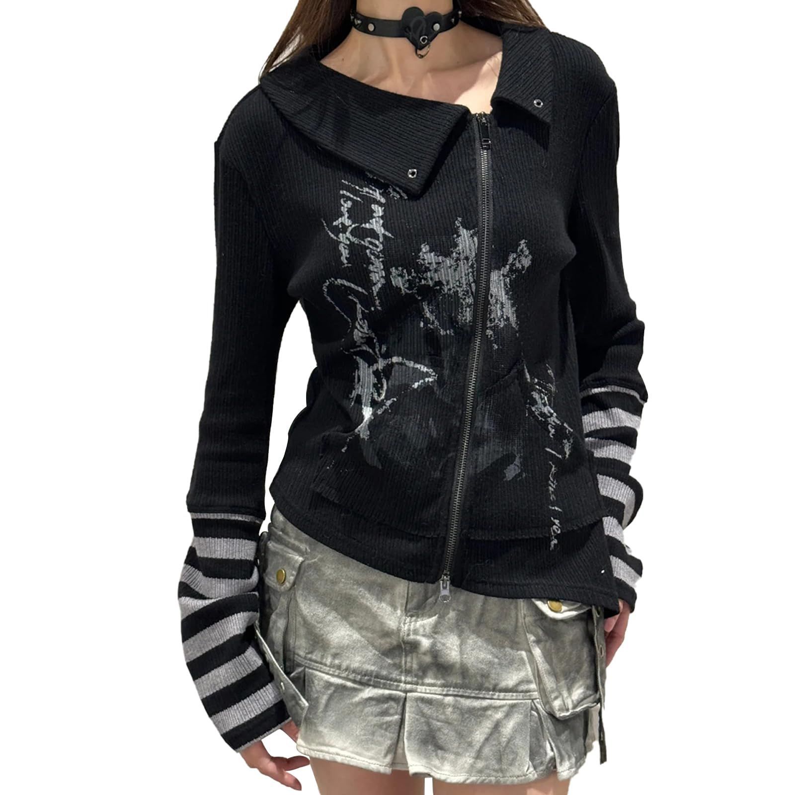 y2k punk 原宿 アーカイブ トップス カットソー ワンピ フリル ゴス サブカル系 ストライプ 原宿系 地雷系 プリント レディース