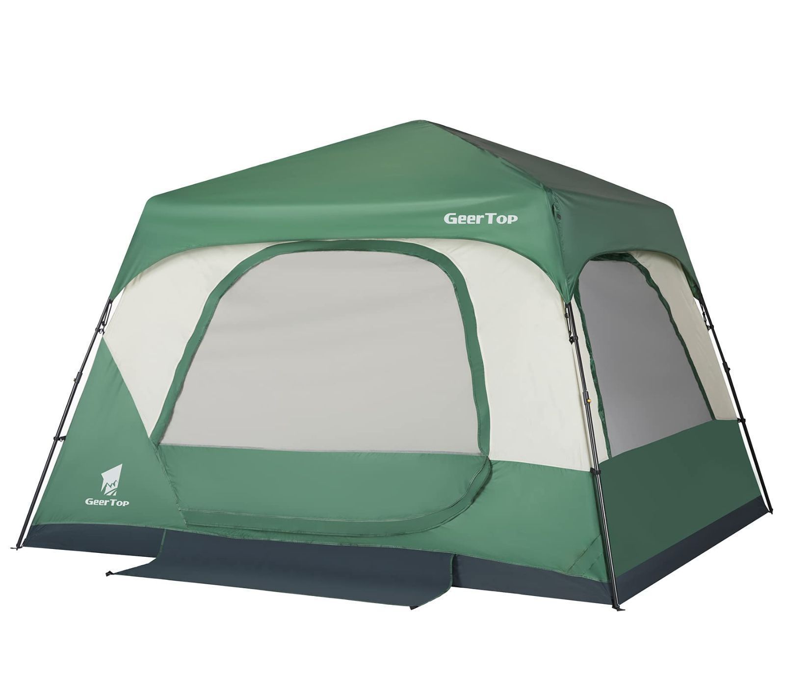 Geer Top ワンタッチ テント 4-6人用 大型 ファミリーテント 305x275x200cm 二重層 撥水加工 通気 防風 快速設営 折りたたみ コンパクト アウトドア キャンプ ハイキング ファミリーキャンプ 車中泊 