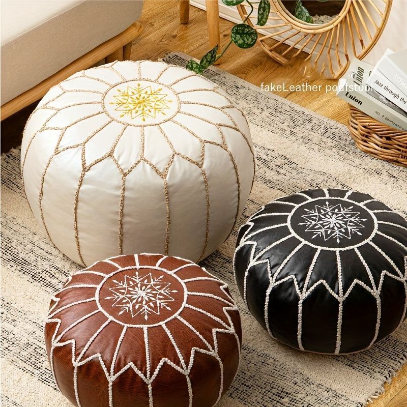 インテリア クッション 合皮レザー ラウンド プーフ 楽天市場
