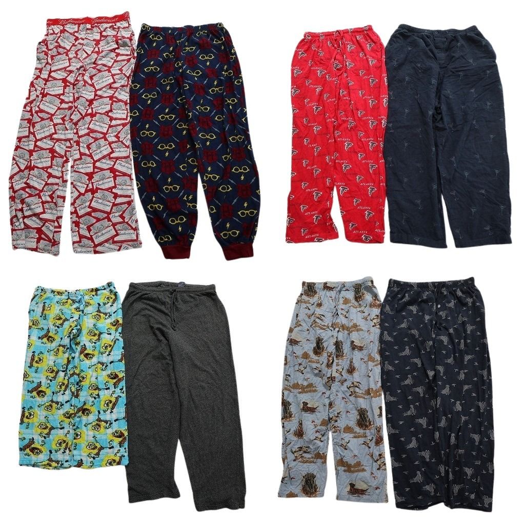 古着卸 まとめ売り パジャマパンツ 8枚セット (メンズ L ) 総柄 無地