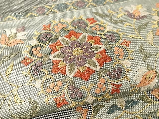 別誂袋帯正絹六通柄作家創作品 平和屋着物◎六通柄 本袋帯 鳳凰正倉院花文 黒地 金糸 正絹 逸品