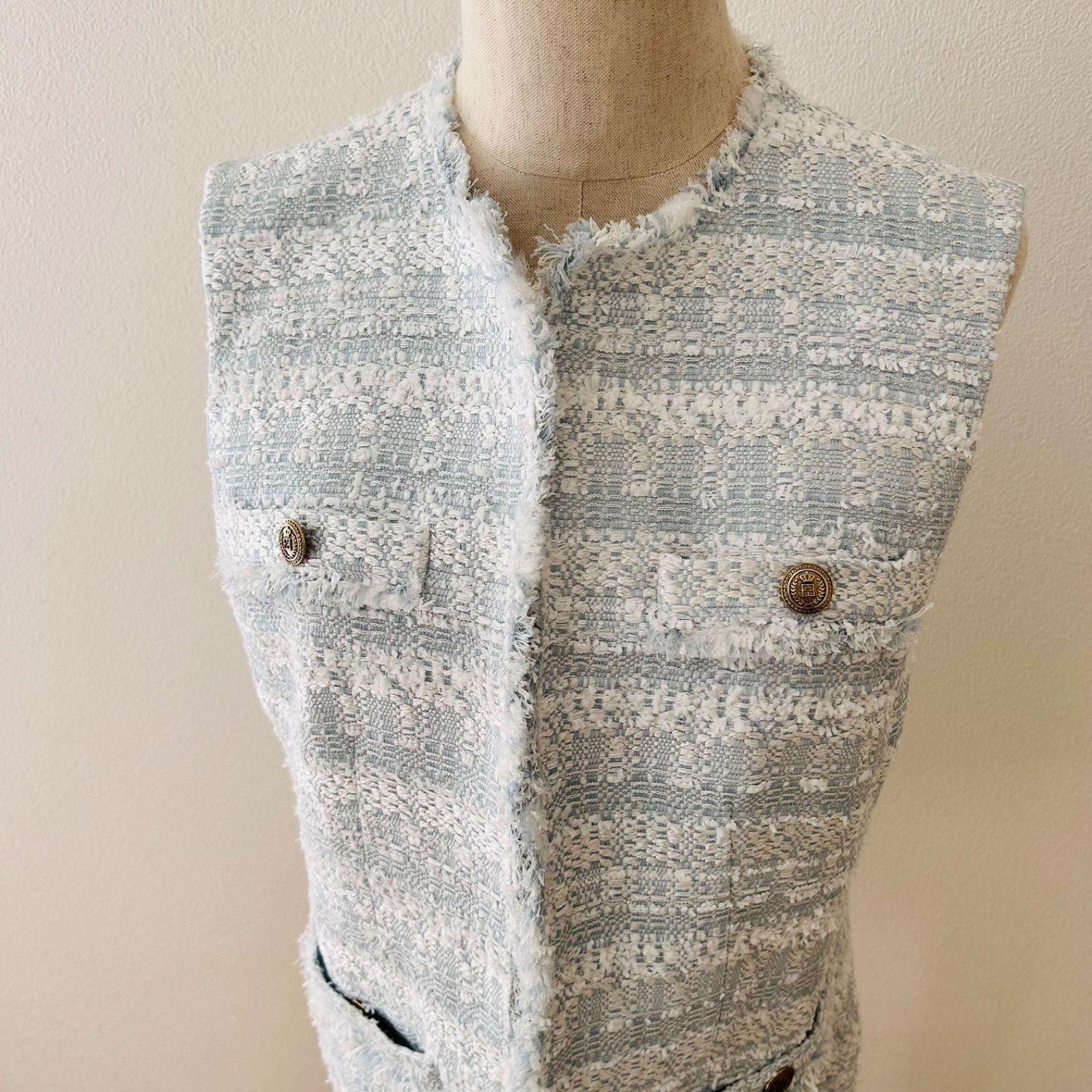 エポカ ツィード ジレ ベスト サイズ40 ブルー系 三陽商会