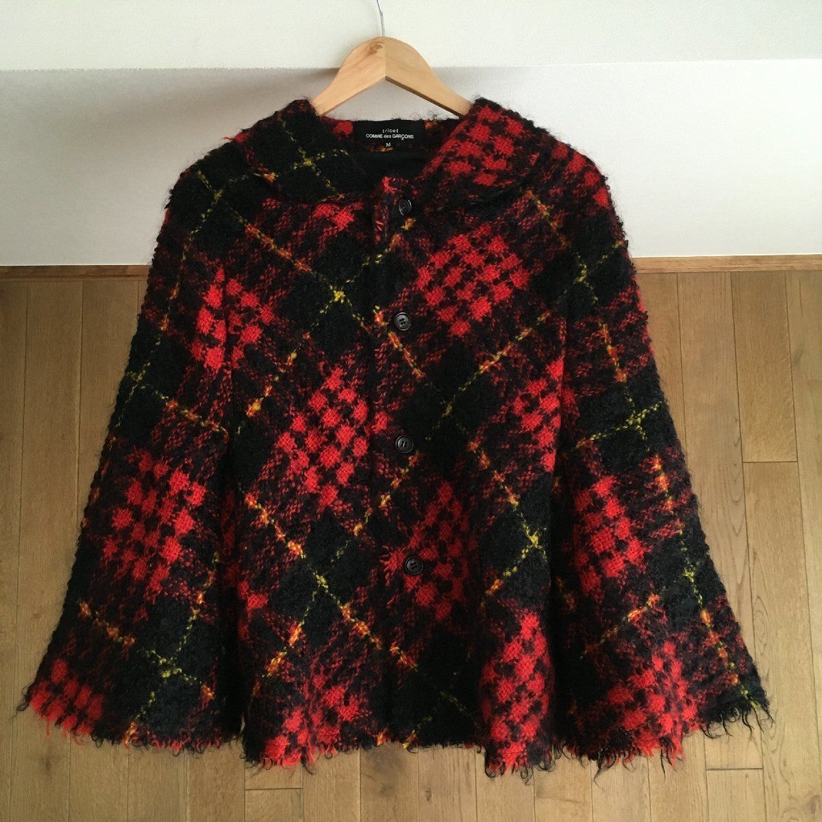 tricot COMME des GARCONS トリココムデギャルソン チェック ポンチョ ジャケットM AD2002