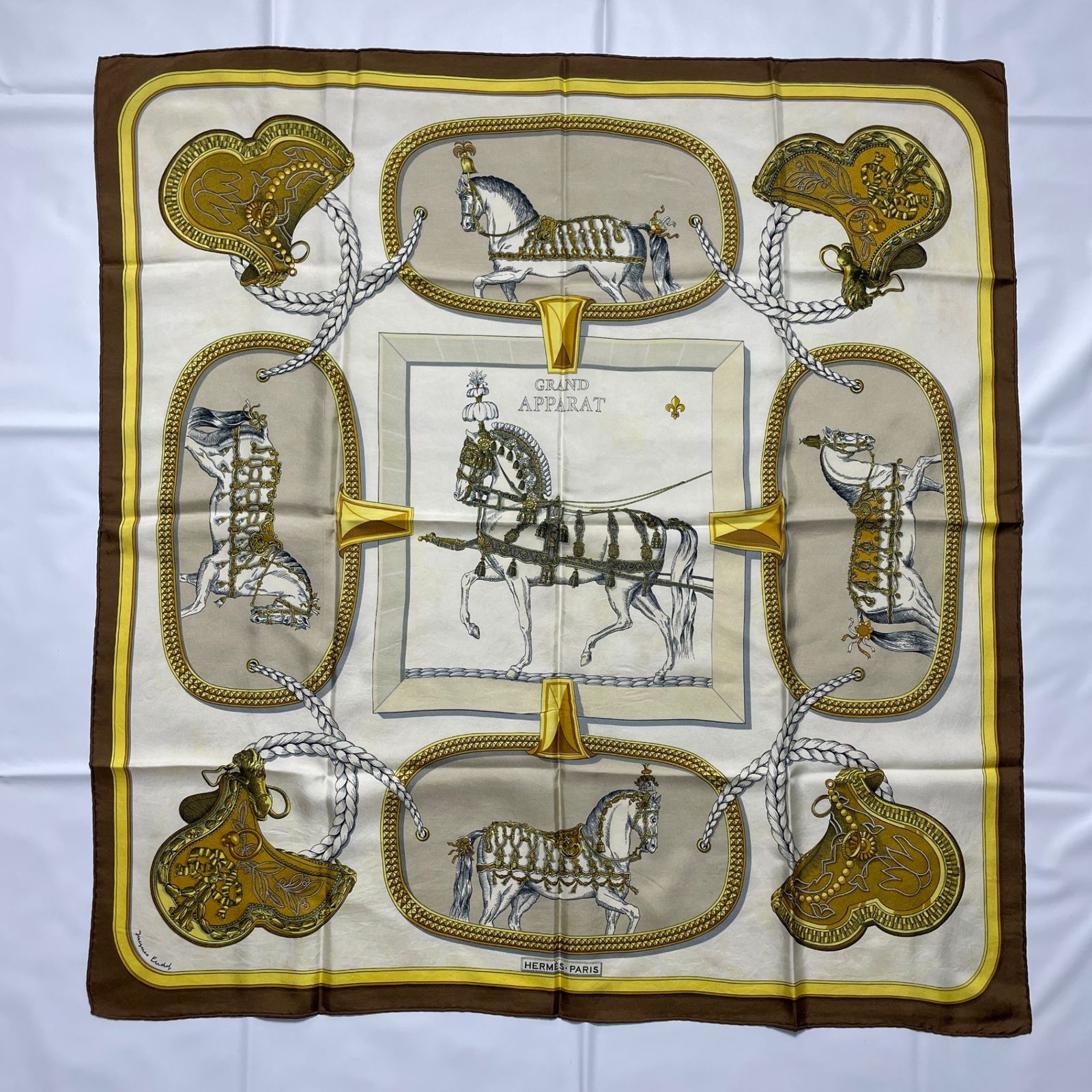 2505-152｜美品｜エルメス カレ 90 スカーフ ブラウン系 マルチカラー 2505-152｜美品｜エルメス カレ 90 スカーフ ブラウン系 マルチ