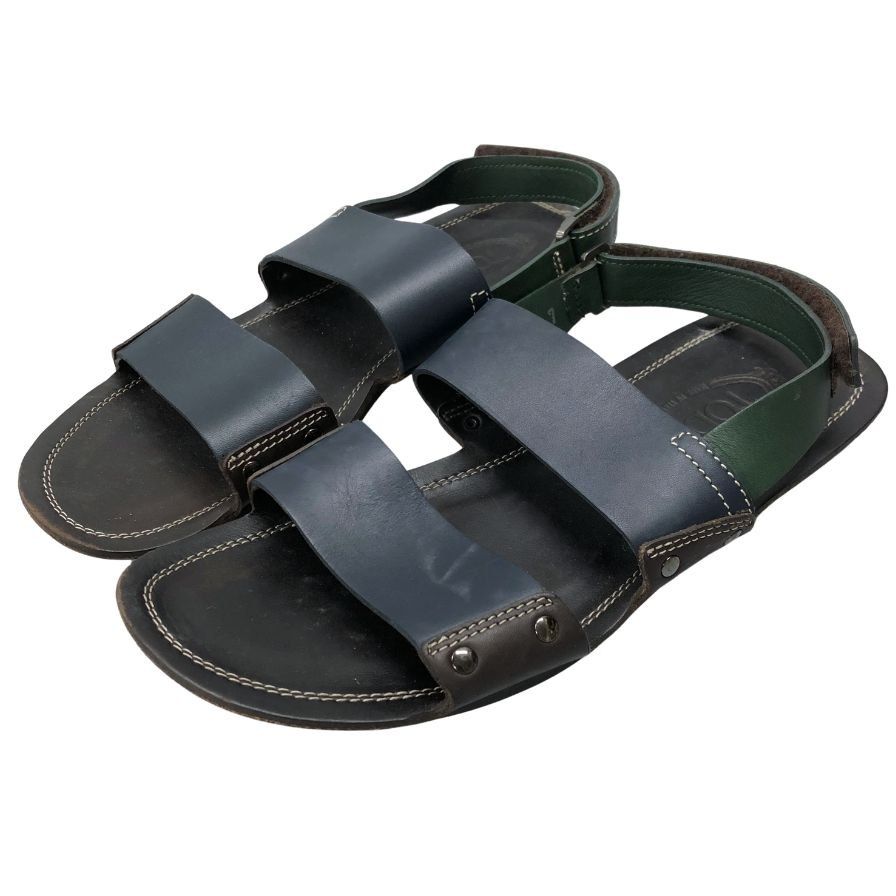 正規店買付【TOD'S】レザー ブラウン サンダル トッズ レザーサンダル ブラウン メンズ サイズ7 TOD'S【AFC36