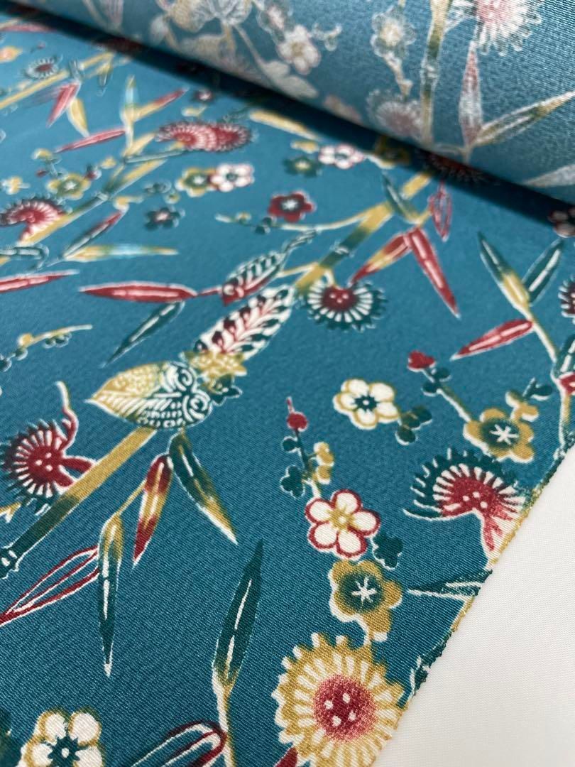 特選 天目染×吉野一廉 モネ調 花畑 銀通し 小紋 反物 正絹 落款入 作家物 特選 天目染×吉野一廉 モネ調 花畑 銀通し 小紋 反物 正絹 落款