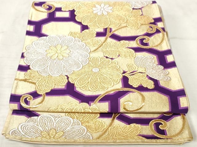 平和屋着物◎六通柄袋帯 唐織 花唐草文 金銀糸 正絹 逸品
