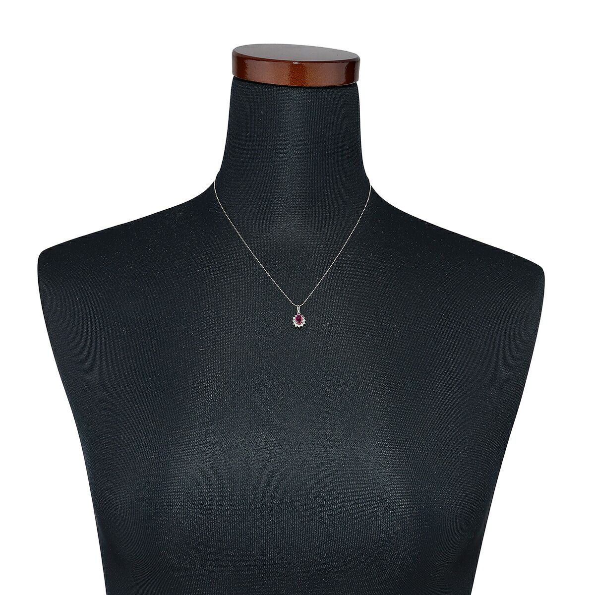 ペンダントネックレス ルビー 0.43ct ダイヤモンド Pt850 中古  
