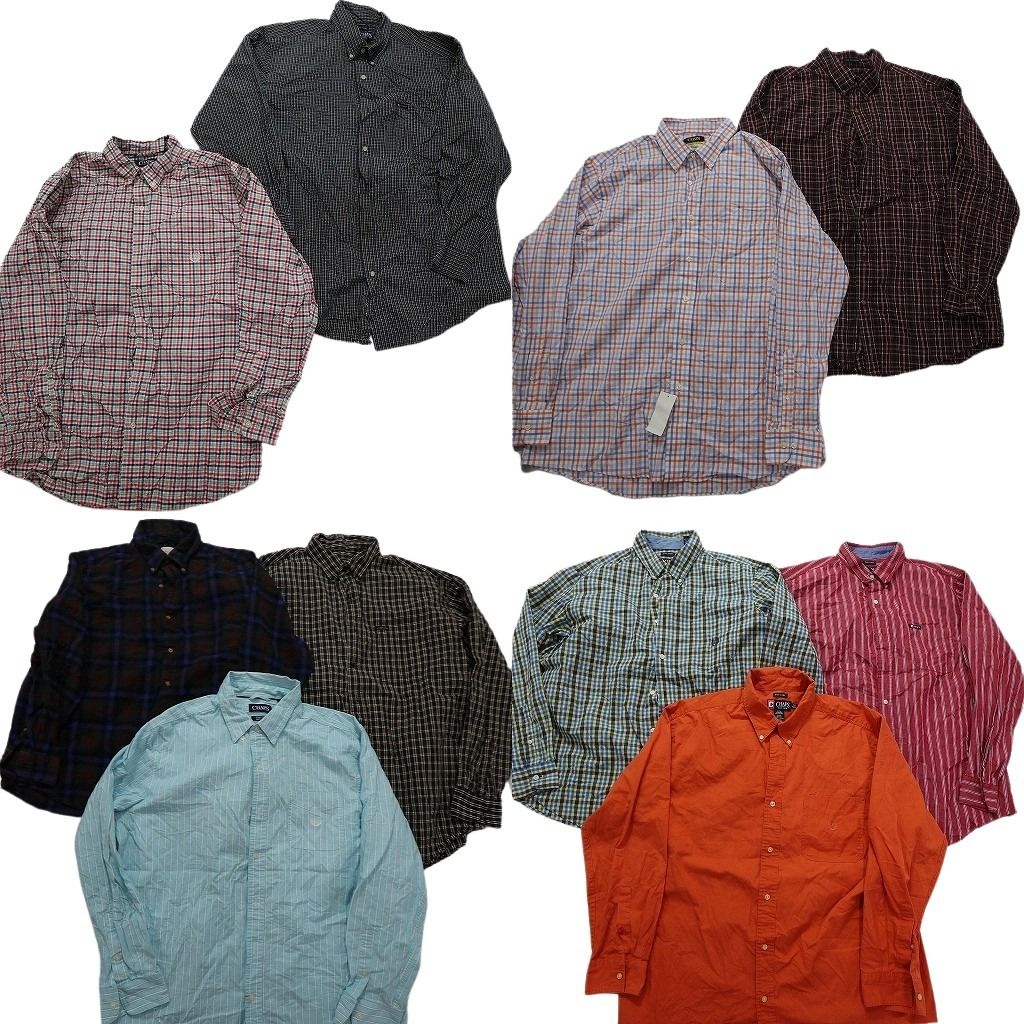 古着卸 まとめ売り チャップス 長袖シャツ 10枚セット (メンズ XL ) ストライプ マドラスチェック デッドストック 中古 古着 MX7002