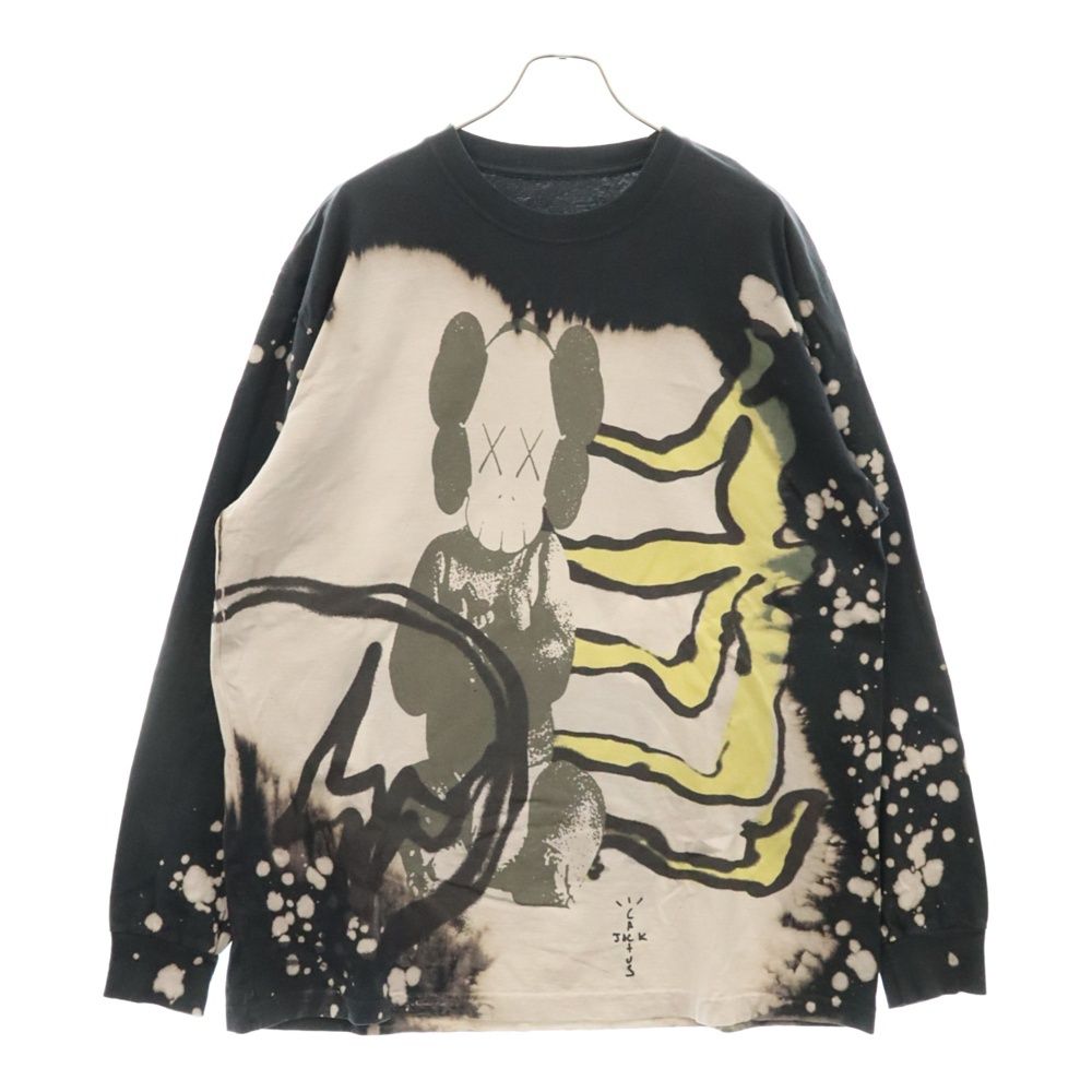 Cactus Jack (カクタスジャック) ×KAWS ×FRAGMENT L/S TEE フラグメント カウズ 総柄プリント長袖Tシャツ グレー