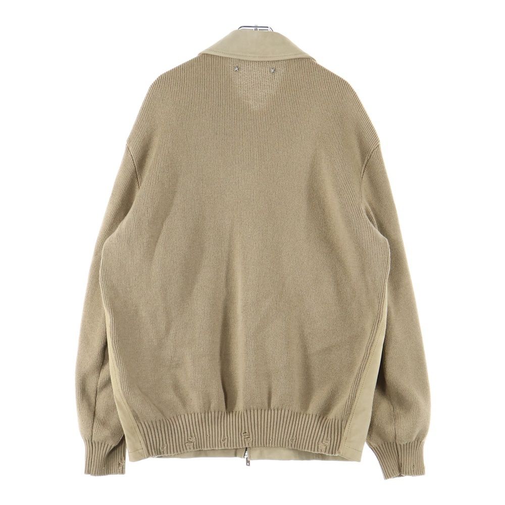 GOLDEN GOOSE DELUXE BRAND ゴールデングース ブランド NEIL JACKET ネイルジャケット レザーニット切替 ダメージ加工 ジップアップジャケット ベージュ GMP02136P00184955550