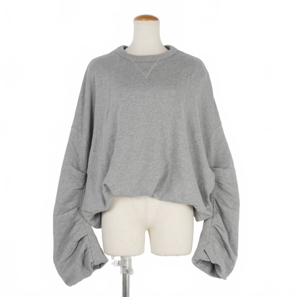 DRIES VAN NOTEN - DRIES VAN NOTEN ドリスヴァンノッテン スウェット トップス グレー XS プルオーバー 長袖 ギャザー アシンメトリー コットン 綿 おしゃれ シンプル 無地 【レディース】【中古】【美品】【K3663】 DRIES VAN NOTEN ドリスヴァンノッテン スウェット トップス