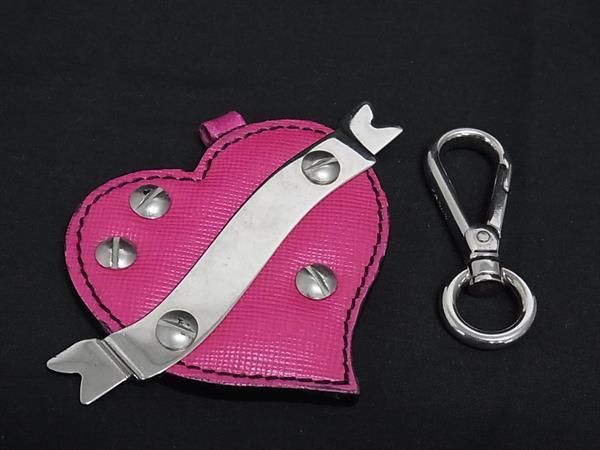 PRADA プラダ サフィアーノレザー ハート ストラップ キーリング