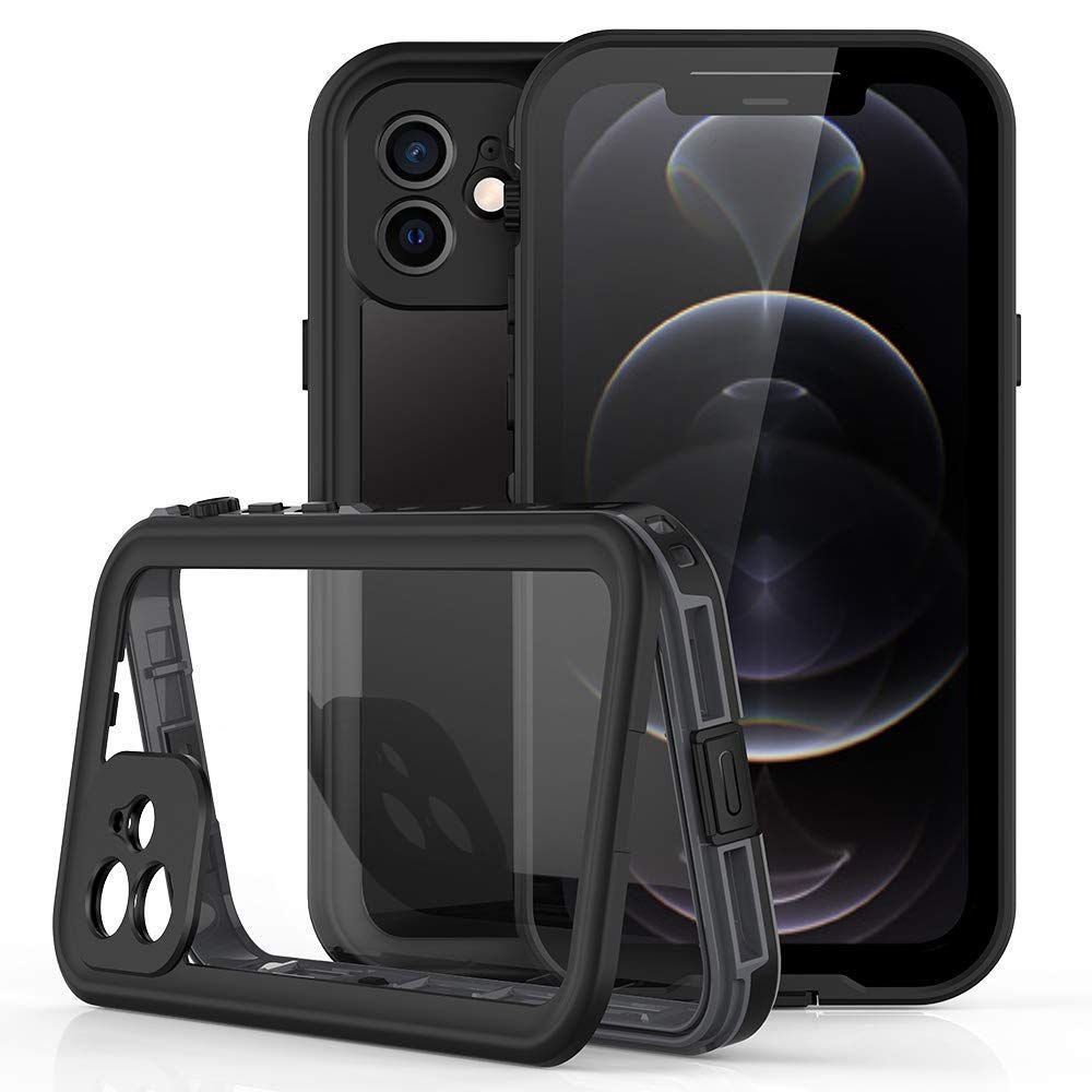 【人気商品】防水ケース iPhone 12 mini ケース 完全防水 耐衝撃 防雪 防塵 超薄型 軽量 IP68米軍規格 無線QI充電対応 360全面保護 クリア 透明 保護タッチパネルスクリーン付き 操作便利 脱着簡単 