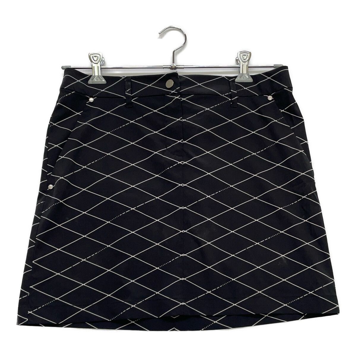 coco 中古 デサントゴルフ DESCENTE GOLF レディース スカート O 黒 ブラック ダイヤ柄プリント 薄手 中古 レディース デサントゴルフ DESCENTE GOLF スカート O 黒