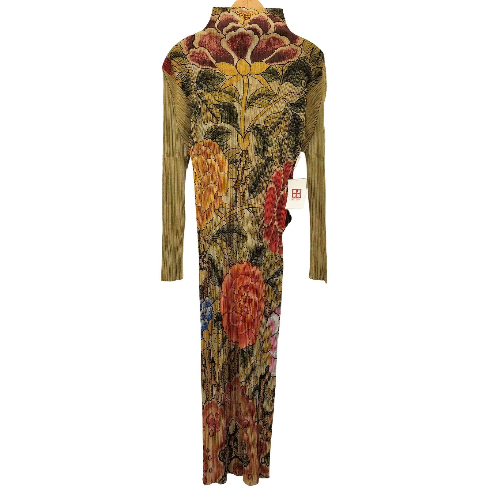 プリーツプリーズ イッセイミヤケ 98AW 牡丹 花 総柄 長袖 ワンピース  