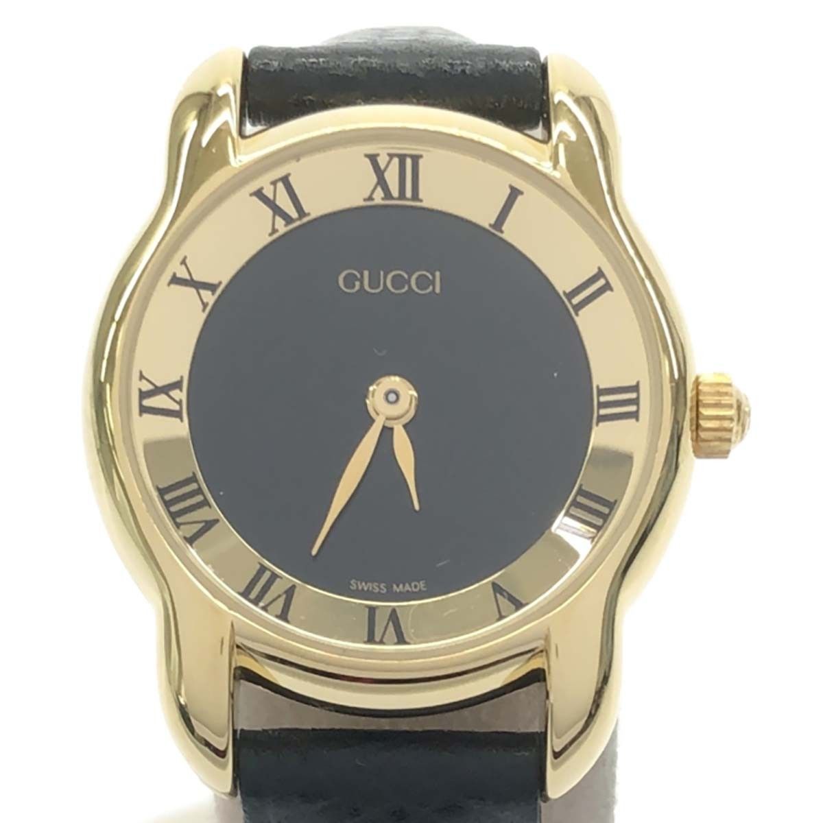 稼働 腕時計 GUCCI グッチ 5100L クォーツ QZ 黒文字盤 レディース