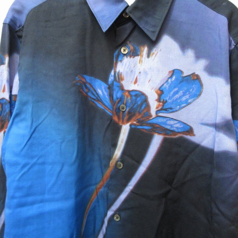 Paul Smith 長袖シャツ メンズ 花柄 一輪花 ホワイト