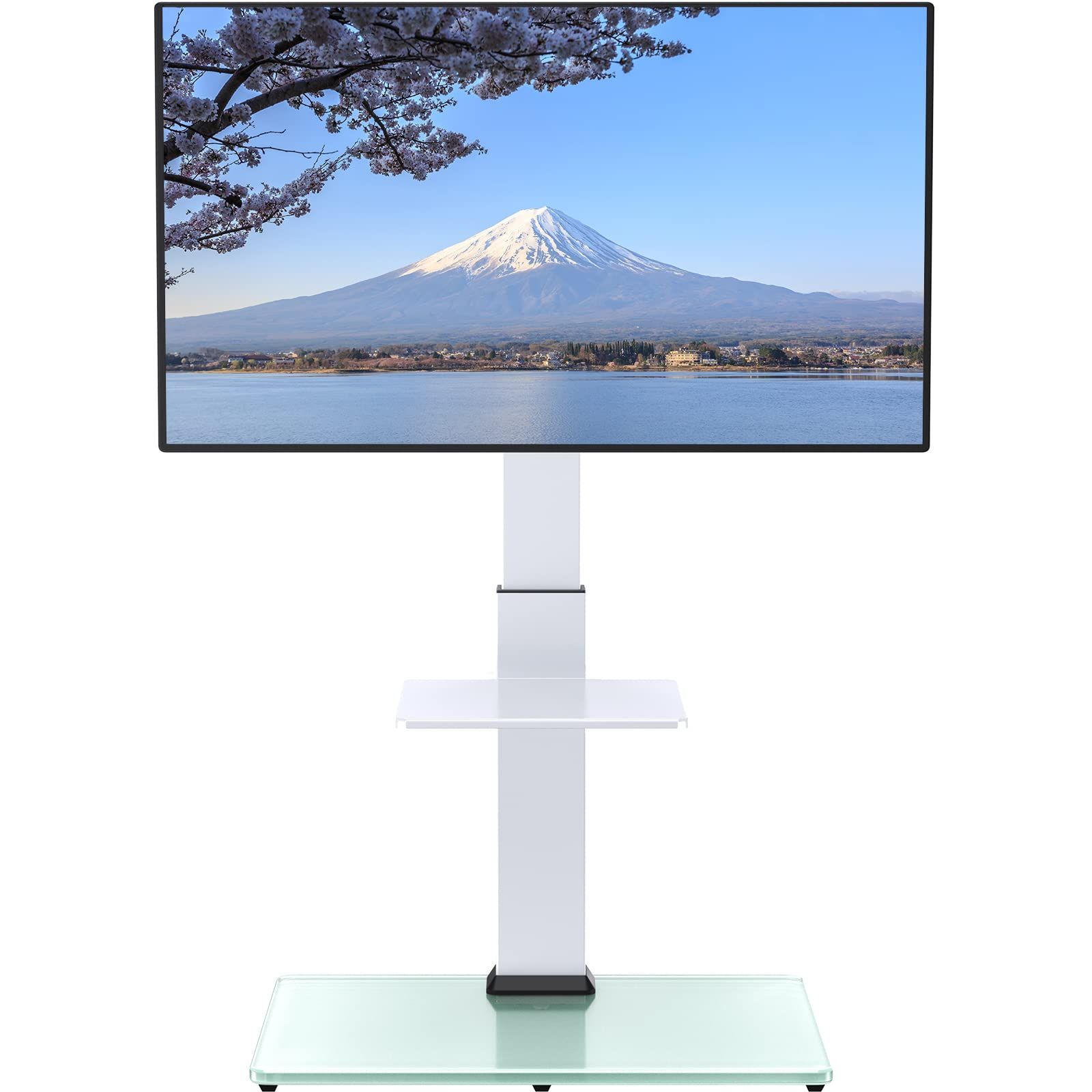 左右35°首振り 高さ調節 耐荷重40kg VESA|横200～600mm|縦100～400mm 家用|学校|ビジネス展示用|病院業務用 32~75インチ対応 tvスタンド ホワイト テレビ台 ハイタイプ 壁寄せ PGFS02W テレビスタンド Per
