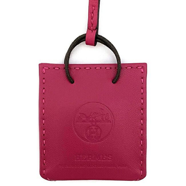 新色 エルメス サックオランジュ ピンク 紙袋型 レザーバッグチャーム