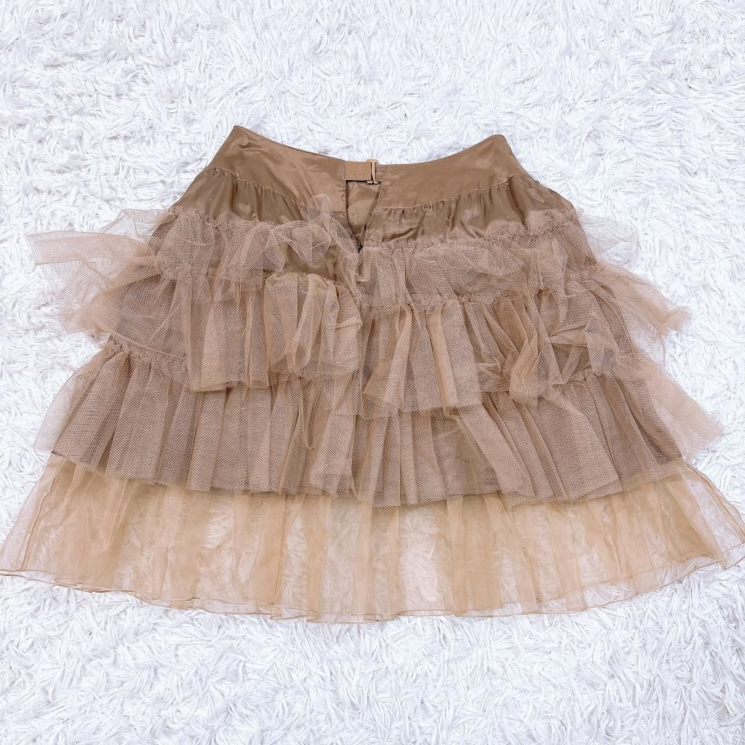 フォクシー チュチュプリマ ティアードスカート ピンクベージュ 38