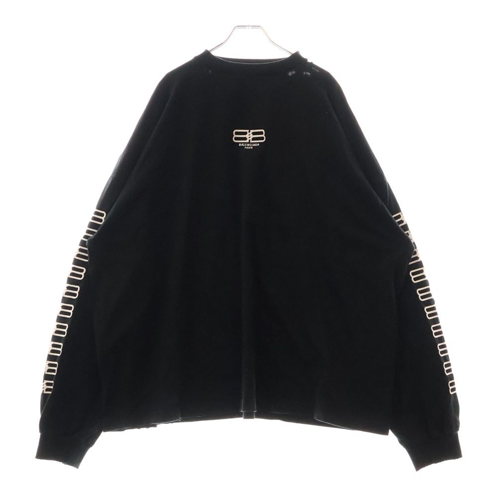 BALENCIAGA バレンシアガ 22AW オーバーサイズドヴィンテージBBロゴ長袖Tシャツ 699191 TMVG7 ブラック
