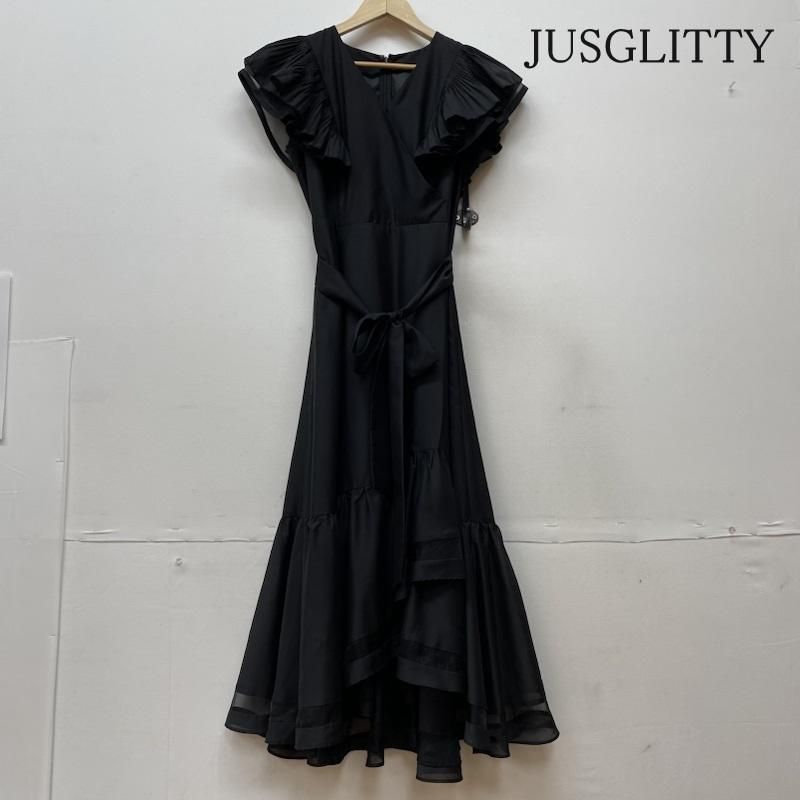 JUSGLITTY ジャスグリッティー ワンピース ロングスカート 美香コラボ カシュクール ワンピース フリル ベルト付 42268770 -  メルカリ