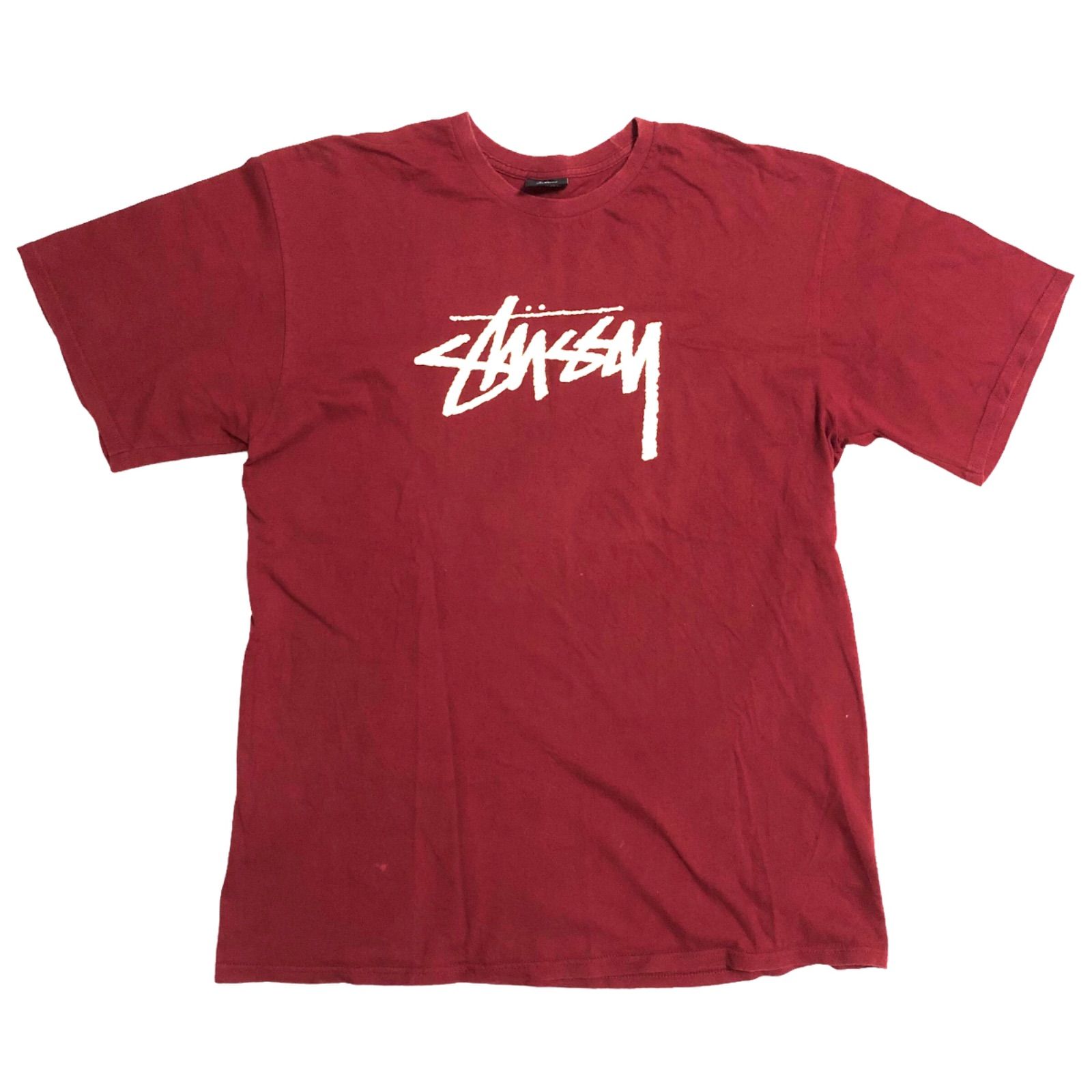stussy ステューシー tシャツ ロゴt 赤 レッド えんじ XL オーバー 