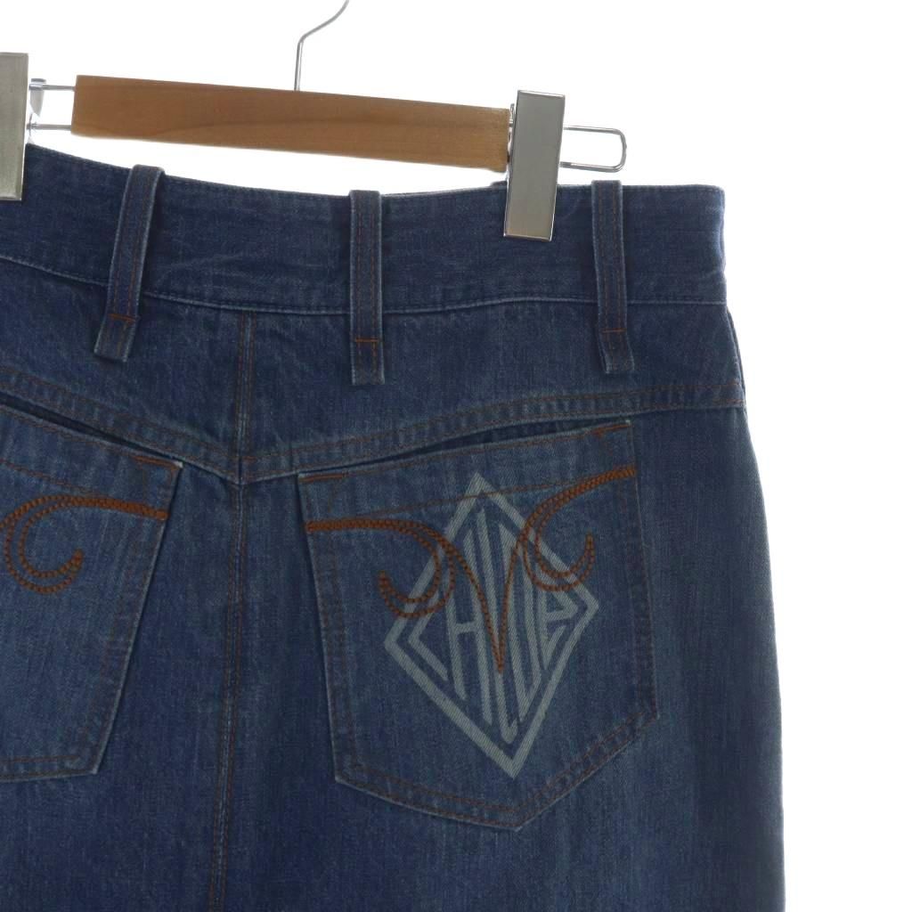 クロエ CHLOE ドッキング デニムスカート ロング ロゴ インディゴ  
