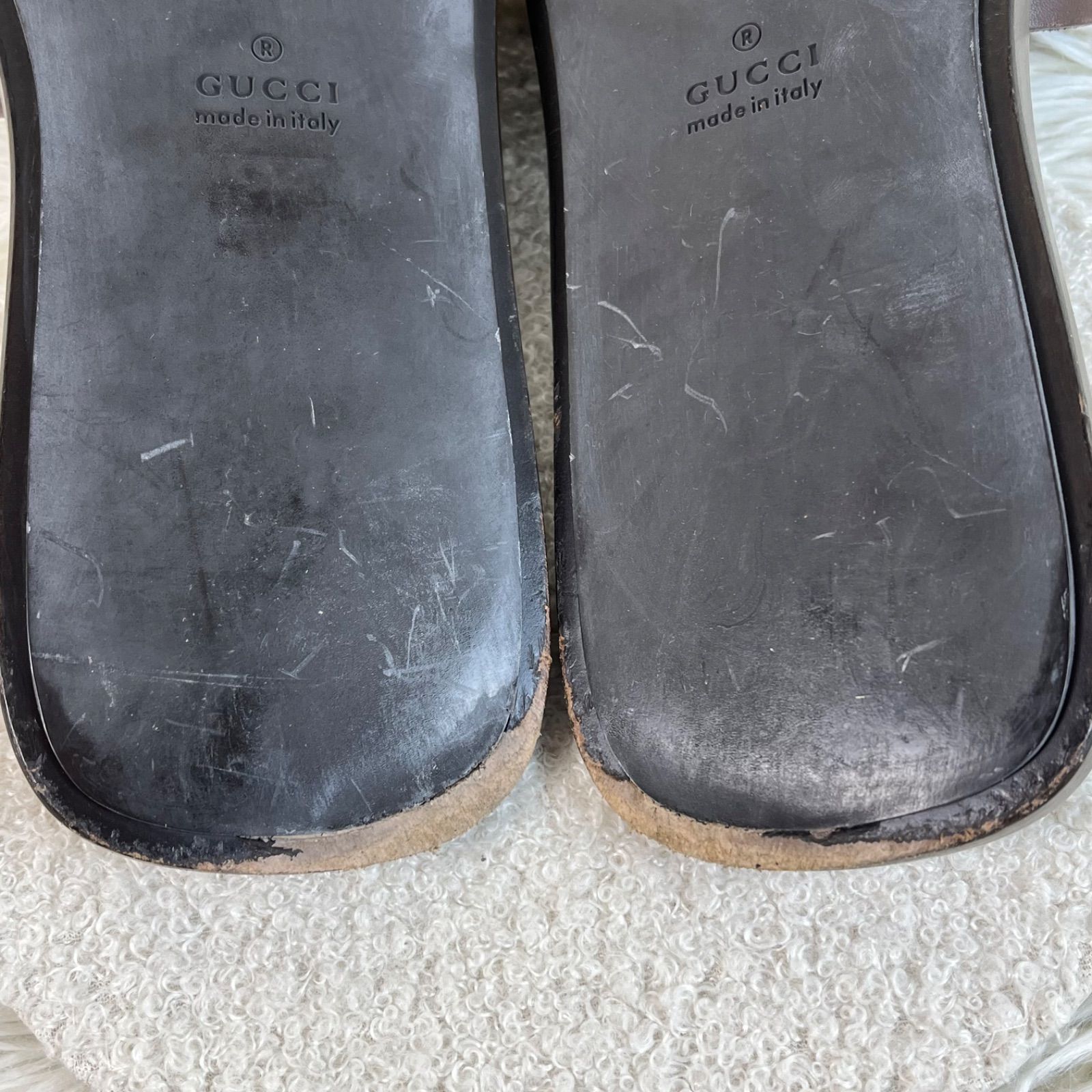 GUCCI サンダル シェリーライン レザー ブラウン - メルカリ