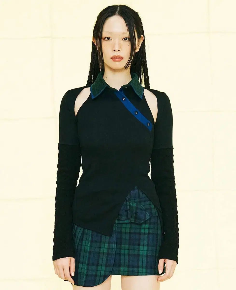 쿄 ダイエッグナル カットアウト ブロック カラーTシャツ