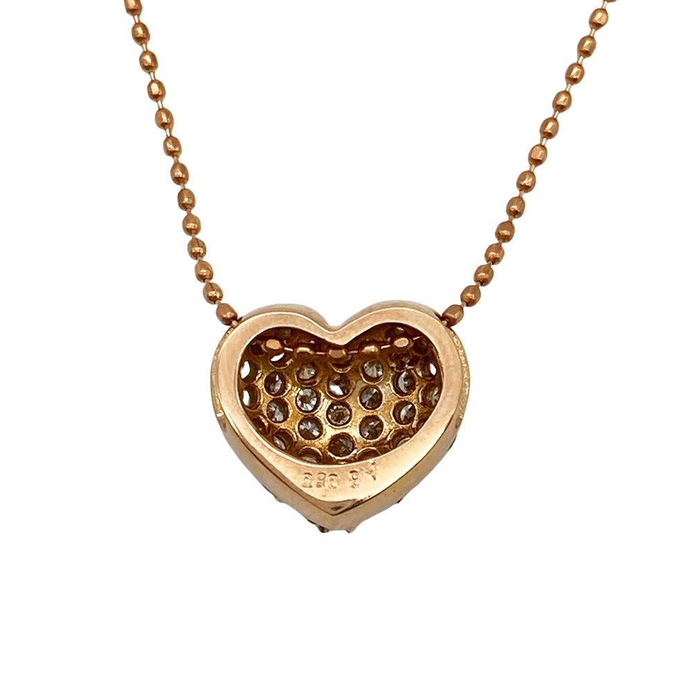 ハート パヴェセッティング ネックレス ダイヤモンド 0.50ct K18PG 3.0g ピンクゴールド レディース