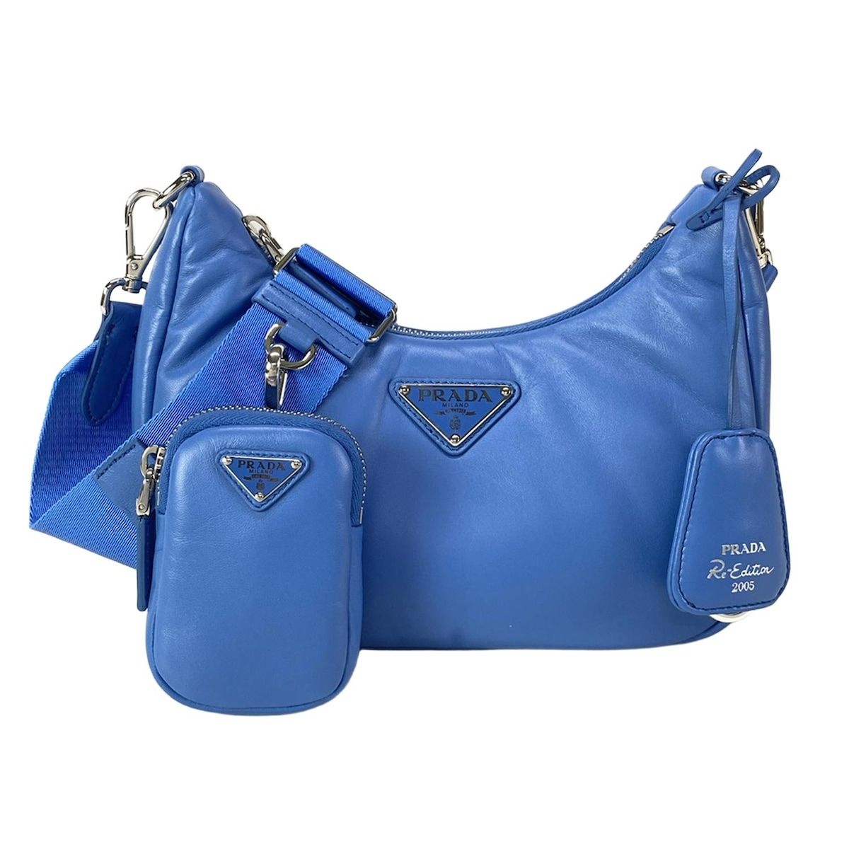 PRADA プラダ ショルダーバッグ Re-Edition 2005 レザー バッグ 1BH204 ライトブルー ストラップ着脱可 レザー