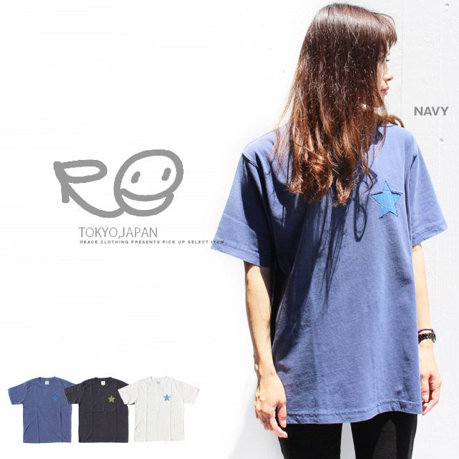 【Re】 【grn】スターパッチワーク ワッペン バンダナ 半袖Tシャツ無地 カットソー re れ レ アールイー ジーアールエヌ【メンズ/ユニセックス/インナー】【メール便 可】【S/S】 ブラック 2（M