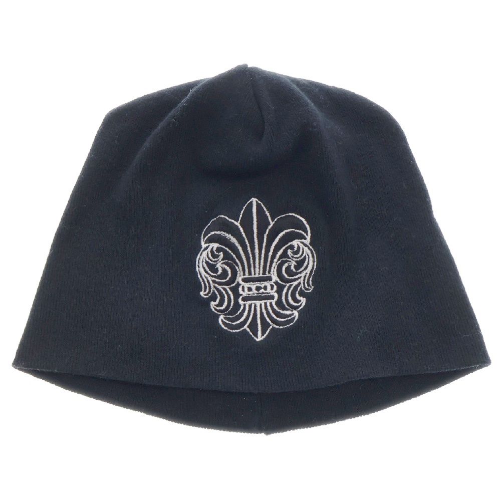 CHROME HEARTS (クロムハーツ) OLD BS FLUER BEANIE BSフレア スクロールラベル刺繍 ビーニー ニットキャップ 帽子 ブラック