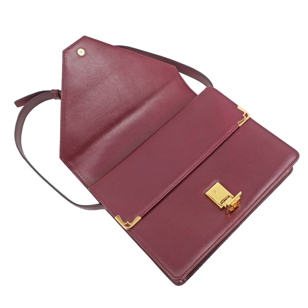 カルティエ　ショルダーバッグ　証明書付き カルティエ ショルダーバッグ マストライン ブラック レザー