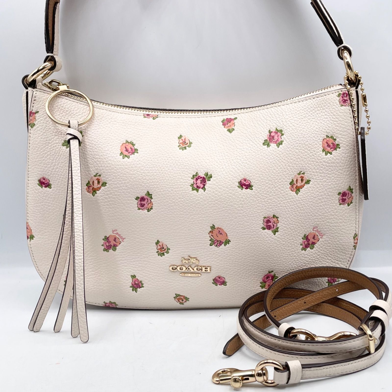 coach コーチ 2WAY ショルダーバッグ 55373 花柄 フローラル チョーク 極美品